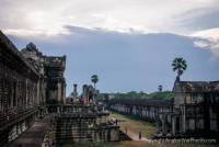 Visitors leaving Angkor Wat